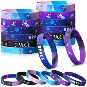 Outer Space Party Silicone Bracelets Alien Astronaut Toys Rubber Wristbands Alien Astronaut Toys Galaxy Star Space Party Favor