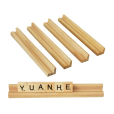 Yuanhe Wooden Scrabble Tile Holders Stand Letter Tray Racks For Crafts And Game Set Of 4