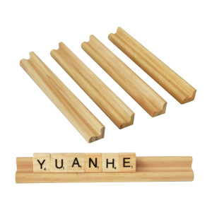 Yuanhe Wooden Scrabble Tile Holders Stand Letter Tray Racks For Crafts And Game Set Of 4