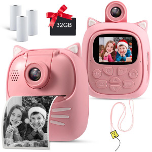 Minibear Instant Print Camera For Kids Camera For Girls 50Mp Kids Digital Camera Toddler Camera Travel Essential Toys Christmas