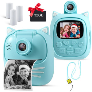 Minibear Instant Print Camera For Kids Camera For Girls 50Mp Kids Digital Camera Toddler Camera Travel Essential Toys Christmas