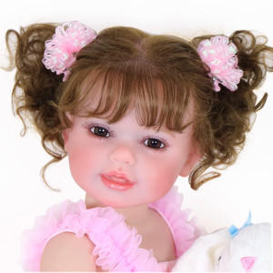 Wawahaokeai Reborn Toddler Girl Doll 22 Inch Happy Dance With 3D Painted Skin Visible Veins And Soft Full Vinyl With Rooted Ha