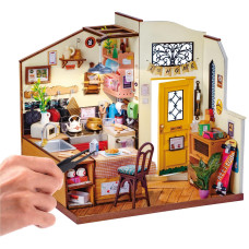 Robotime Miniature House Kit Diy Mini Dollhouse With Furniture Tiny Room Kit With Led Light Hobby Wooden Craft Diorama Gift For