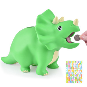 Pjdrllc Dinosaur Piggy Bank For Kids Unbreakable Plastic Money Coin Bank For Boys And Girls Great Gifts For Birthday Easter