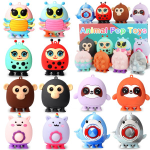 Pop Party Favors For Kids 3D Pop Animals Its Fidget Toys Silicone Animal Suction Toys Birthday Gifts For Boys Girls Goodie Bag