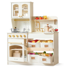 Tiny Land Play Kitchen For Kids Wooden Play Kitchen With Toy Storage System Toy Kitchen Set With Plenty Of Play Features Kids