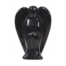 Carved Synthetic Blue Goldstone Gemstone Peace Angel Pocket Guardian Angel Healing Statue 2 Inch