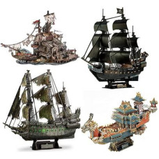 3D Puzzles For Adults Pirate Ship Arts Crafts Model Kitsbrain Teaser Puzzles For Adults Sailboat Building Kits Queen Annes