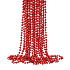 Zzyfgh 33 7Mm Metallic Red Bead Necklace Bulk Mardi Gras Round Beaded Necklaces For Valentines Wedding Birthday Mardi Gras Ch