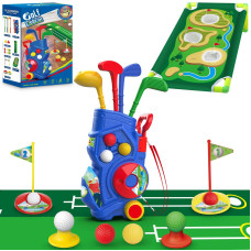 Letapapa Kids Golf Club Set Toddler Golf Set With Golf Board Putting Mat 8 Balls 4 Golf Clubs And Golf Cart Indoor And Outd