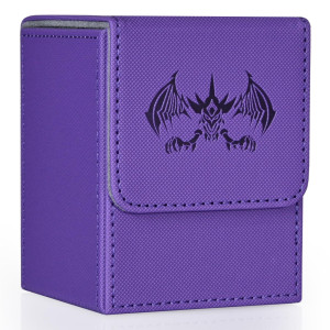 Uaono Card Deck Box For Yugioh Mtg Cards 100 Deck Case With 2 Dividers Fits Tcg Ccg Pu Leather Card Storage Box Compatible Wi