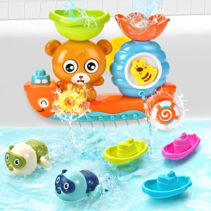 Baby Bath Toys Toddlers 13 Bear Kids Bath Tub Toys With 2 Turtle Swimming Wind Up Water Toys 3 Floating Boat Bathtub Toys For