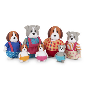 Lil Woodzeez Digglesby Dog Family Non Flocked Set Of 7 Collectible Posable Dog Figures Pretend Play Doll Figures Gift