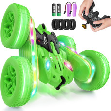 Jimdella Remote Control Car Rc Cars With Sides Light Strip And Headlights Double Sided 360 Flips Rotating Rc Stunt Car 24Ghz Al