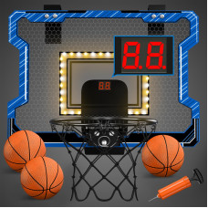 Hyes Mini Basketball Hoop Indoor With Scoreboardled Light Glow In The Dark Door Basketball Hoop Basketball Toy Gifts For Kids