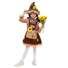 Spooktacular Creations Halloween Sunflower Sweet Scarecrow Costume For Girls Kids Pumpkin Scarecrow Dress Outfitm