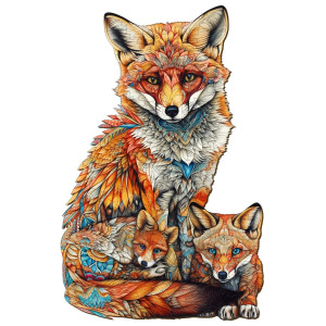 Woodemon Wooden Puzzles For Adults Kids M190Pcs128 83In Fox Family Wooden Jigsaw Puzzles Unique Shape Animal Wooden Pu