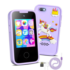 Kids Smart Phone Unicorns Gifts For Girls 68 Year Old Touchscreen Toy Cell Phone With Multi Apps 8G Tf Card For Learning Play C