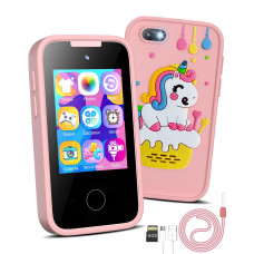 Kids Smart Phone Unicorns Gifts For Girls 68 Year Old Touchscreen Toy Cell Phone With Multi Apps 8G Tf Card For Learning Play C