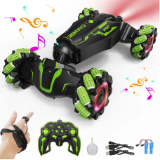 Loozix Upgraded Hand Gesture Sensing Rc Stunt Car With Lights Music Spray Fog Gesture Rc Car Remote Controll Transformed Car 36