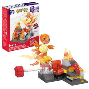 Mega Pokemon Action Figure Building Toys, Charmander'S Fire-Type Spin With 81 Pieces, 1 Buildable Character And Turn Motion, For Kids