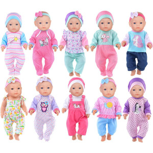 10 Sets Doll Clothes Accessories Play Set Include Rompers Outfits For 1416 Inch Dolls And 43Cm17 Inch New Baby Dolls No Doll