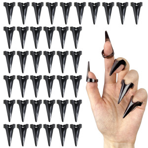 Xipegpa 40 Pieces Full Finger Set Claws Rings Vintage Nails Metal Ring Finger Claws Cosplay Gothic Talon Nail Fingertip Claw For