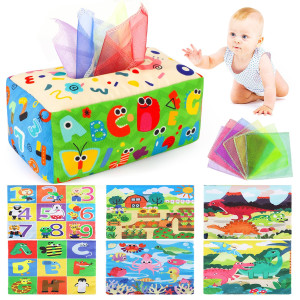 Urmywo Baby Toys 612 Months Baby Tissue Box Toy Montessori Toys For Babies Toys For 1 Year Old Boy Girl Soft Crinkle Sensor