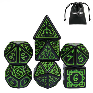 Poludie Dnd Dice Set Dd Polyhedral Dice 7 Pcs Druid Dice With Leather Dice Bag For Dungeons And Dragons Role Playing Dice Ga