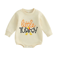 Fybitbo Thanksgiving Baby Girl Boy Outfit Turkey Pullover Sweatshirt Romper Long Sleeve Onesie Cute Fall Clothes Little Turkey