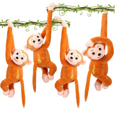 4Pack 178 Hanging Stuffed Monkeys With Hook Loop Fasteners Plush Toy Gifts For Teens Adults Plush Stuffed Animal Toys