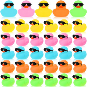 36 Packs Mini Rubber Ducks With Sunglasses Sets 22 Inch Duck Bath Toys Squeaky Rubber Ducks Cute Float Bathtub Duckies For Litt