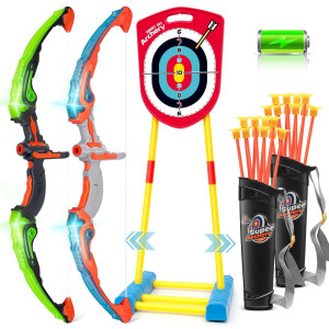 Bow And Arrow For Kids 68 812 Archery Toy Set For Kids 6 With Standing Target Rechargeable2 Light Up Bows20 Arrows Toys