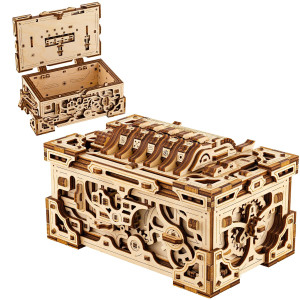 Wood Trick Enigma Chest Lock Puzzle Box Wooden 3D Puzzles For Adults And Kids To Build Engineering Diy Project Mechanical Mode