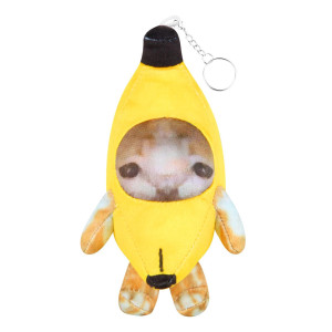 Crying Banana Cat Plush Keychain Happy Funny Baby Sound Cat Stuffed Animal Ornaments Happy