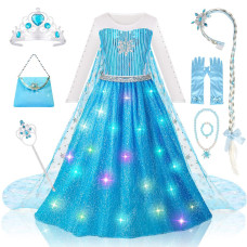 Meland Princess Dresses For Girls Princess Costume With Long Cape For Cosplay Dress Up Clothes For Little Girls Age 3 4 5 6 7