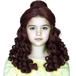 Dark Brown Culy Princess Kids Wig Short Child Cosplay Wigs For Kids Girls Retro Heat Synthetic Fiber Hair With Hairnet For Kid