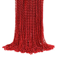 Yaxinrui 72 Pcs Metallic Red Bead Necklaces 33 Inch 7 Mm Mardi Gras Beads Bulk Round Beaded Necklaces Costume Necklace For Mard