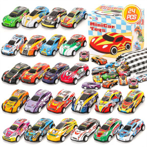 Sevenq Toy Cars For Kids 24Pcs Race Cars Pull Back Cars Playsets With Storage Bags Party Favors Kids Prizes Fillers Bulk Gifts