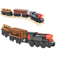 Motorized Train For Wooden Track 3Pcs Train Toy Set For 3 4 5Years Old Boy Girl Toddlers Battery Powered Train Compatible Wit