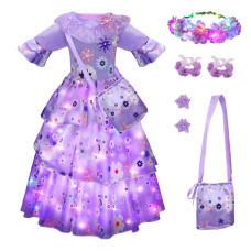 Meland Princess Dresses For Girls Light Up Princess Costume For Girls With Flower Crown Halloween Costumes For Girls 38