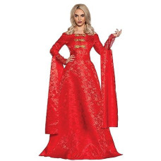 Underwraps Medieval Thrones Dress Costume - Renaissance Queen Red Costumes Dragon Costume For Women, Womens Midevil Dresses, (Ren Lady Red, Large 12-14)