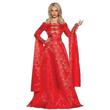 Underwraps Medieval Thrones Dress Costume - Renaissance Queen Red Costumes Dragon Costume For Women, Womens Midevil Dresses, (Ren Lady Red, X-Large 14-16)