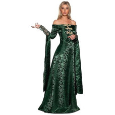 Underwraps Medieval Thrones Dress Costume - Renaissance Queen Green Costumes Dragon Costume For Women, Womens Midevil Dresses, (Ren Queen Green, X-Large 14-16)