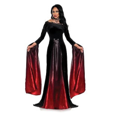 Underwraps Sexy Vampire Black Dress - Elegant Vampire Adult Halloween Costume For Women, Sexy Off The Shoulder Floor Length Cosplay (Elegant, Large 12-14)