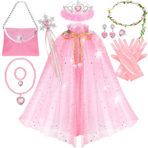 Fedio Princess Cape Set 12Pcs Princess Dress Up Clothes For Little Girl Princess Dresses For Girl 38 Years Birthday Gift