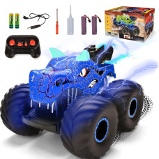 Onadrive Remote Control Dinosaur Car Toys For Kid Boys 24Ghz Rc Monster Truck Toys With Spray Light Sound Indoor Outdoor Al