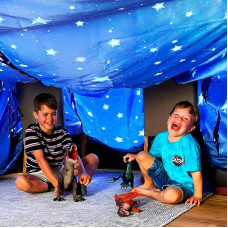 Molcey Extra Large Blue Blanket Fort Building Kit for Kids