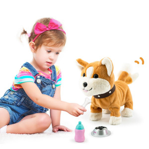 Airbition Plush Toy Dog For Girls Interactive Dog Puppy Toys Gifts For 2 3 4 Year Old Toddler Kids Walking Barking Tail Wagg