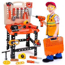 Toddler Tools Workbench Pretend Play Toys For Kids 3 4 5Year Old With Realistic Electric Drill Boys Girls Age 24 Tool Set Lear